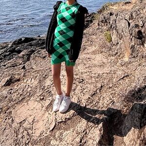 Green and Black Zara Knit Dress